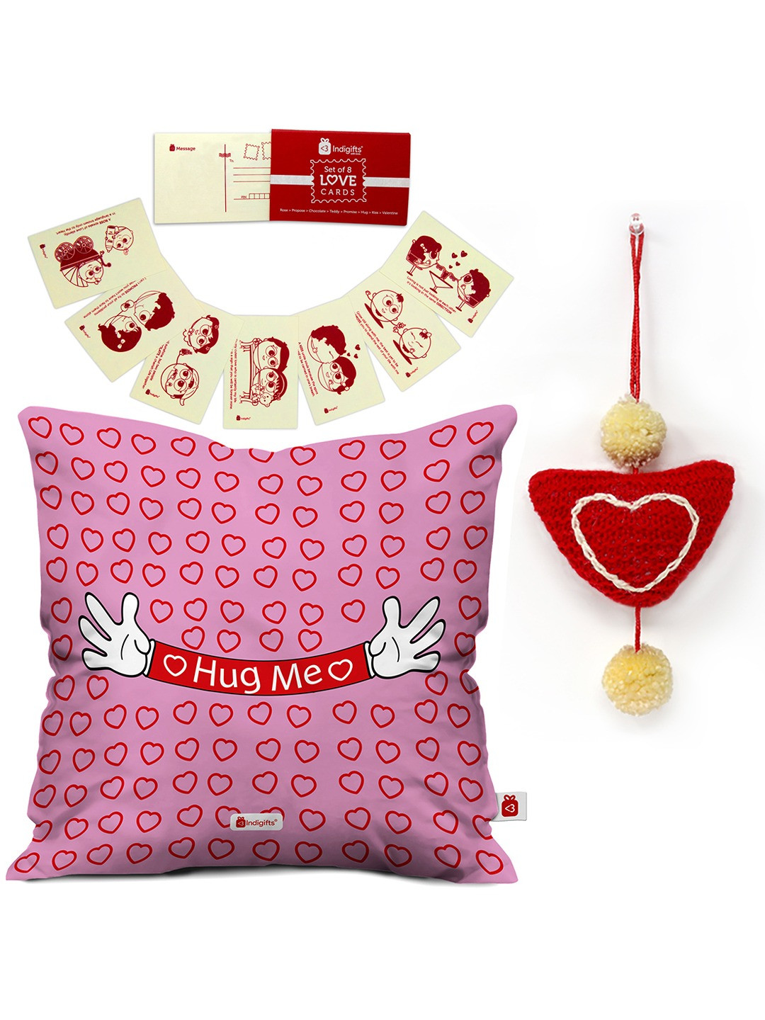 Indigifts Pink & Red 3 Pieces Printed Home Gift Set