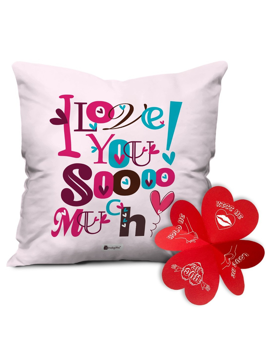 Indigifts Pink Printed Valentine Gifts Filled Cushion