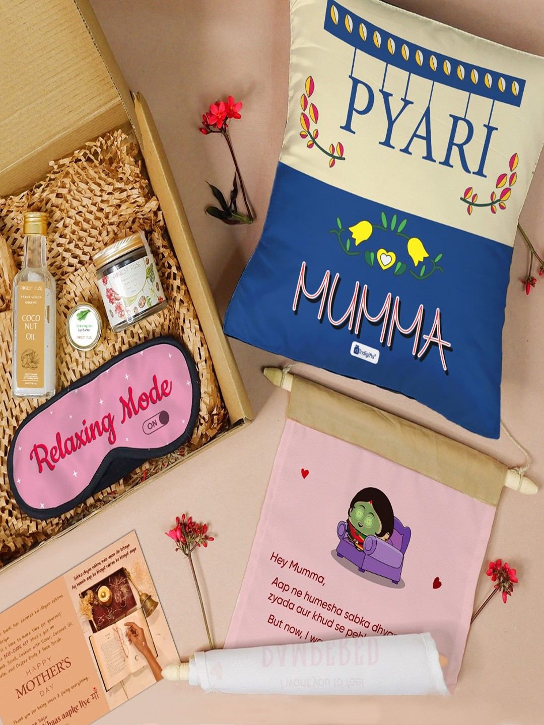 Indigifts Blue Printed Mothers Day Attractive Gift Hamper