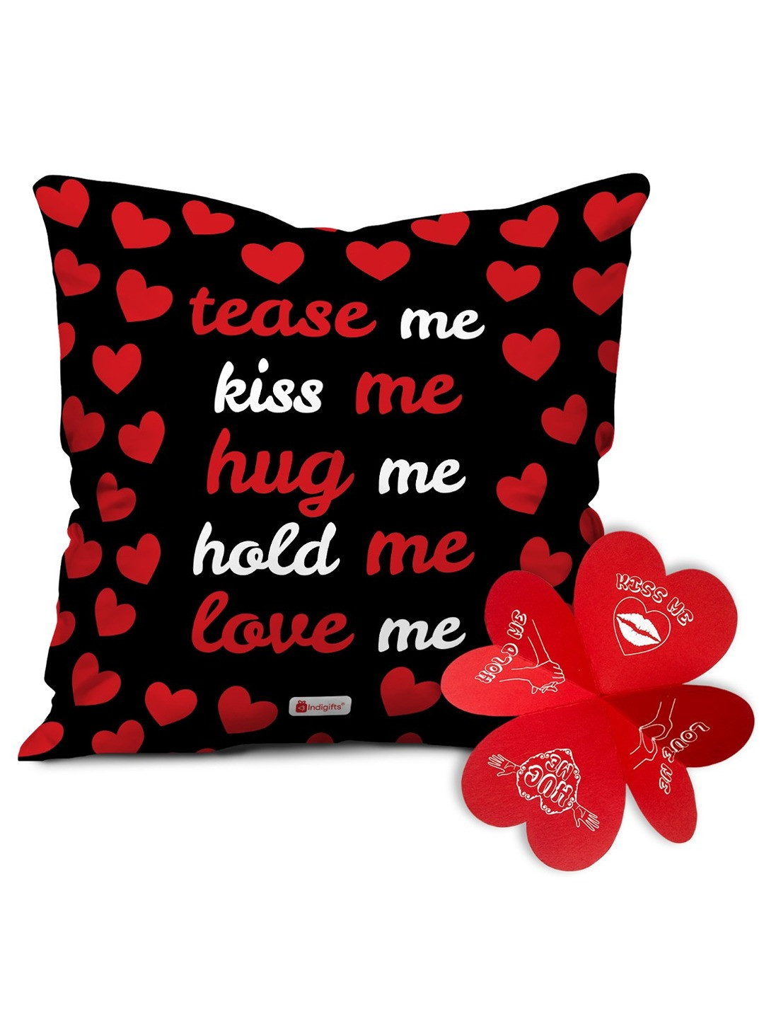 Indigifts Black & Red Printed Cushion With Filler