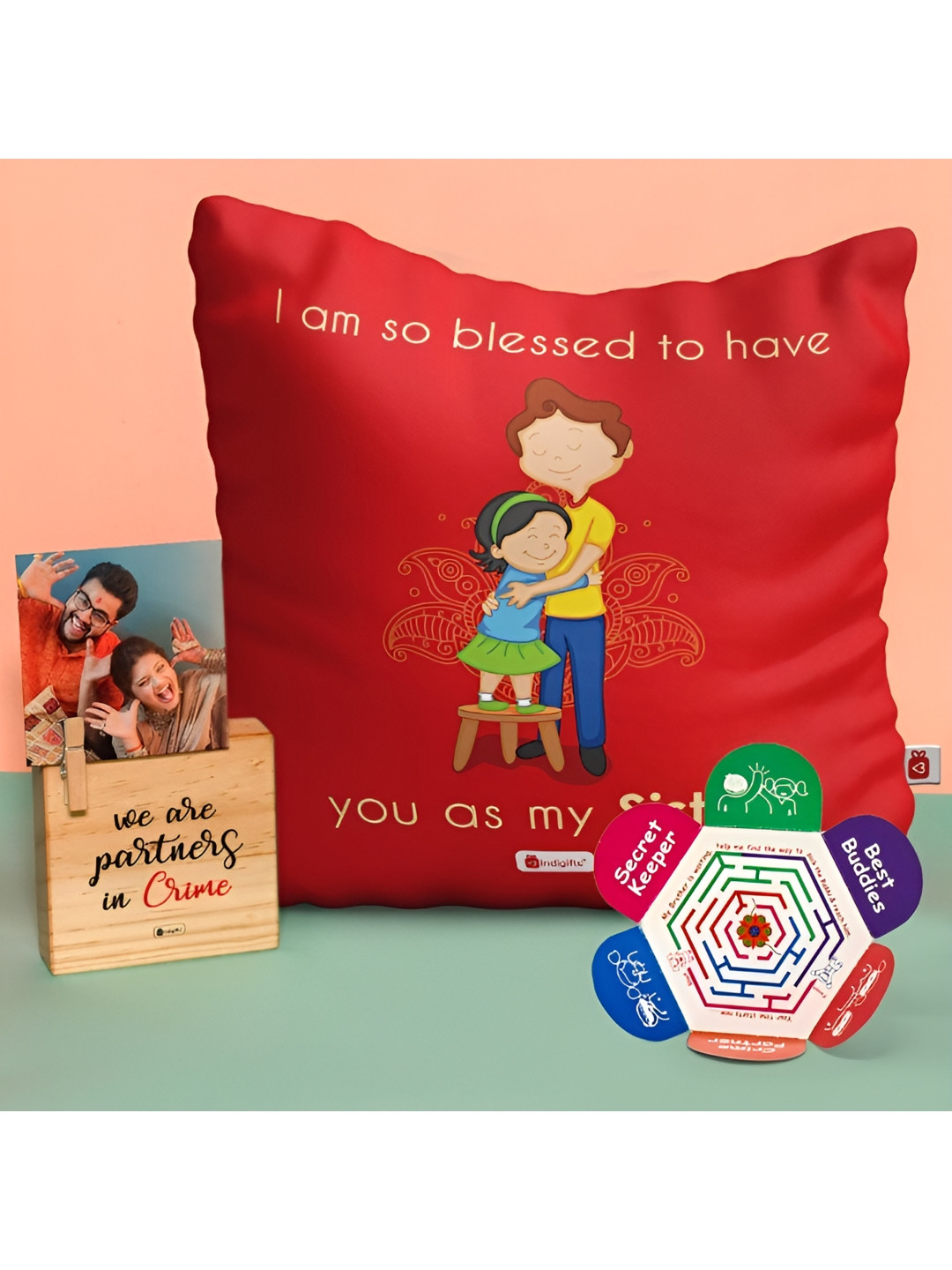 Indigifts Sister Birthday Gift Printed Cushion Cover With Filler