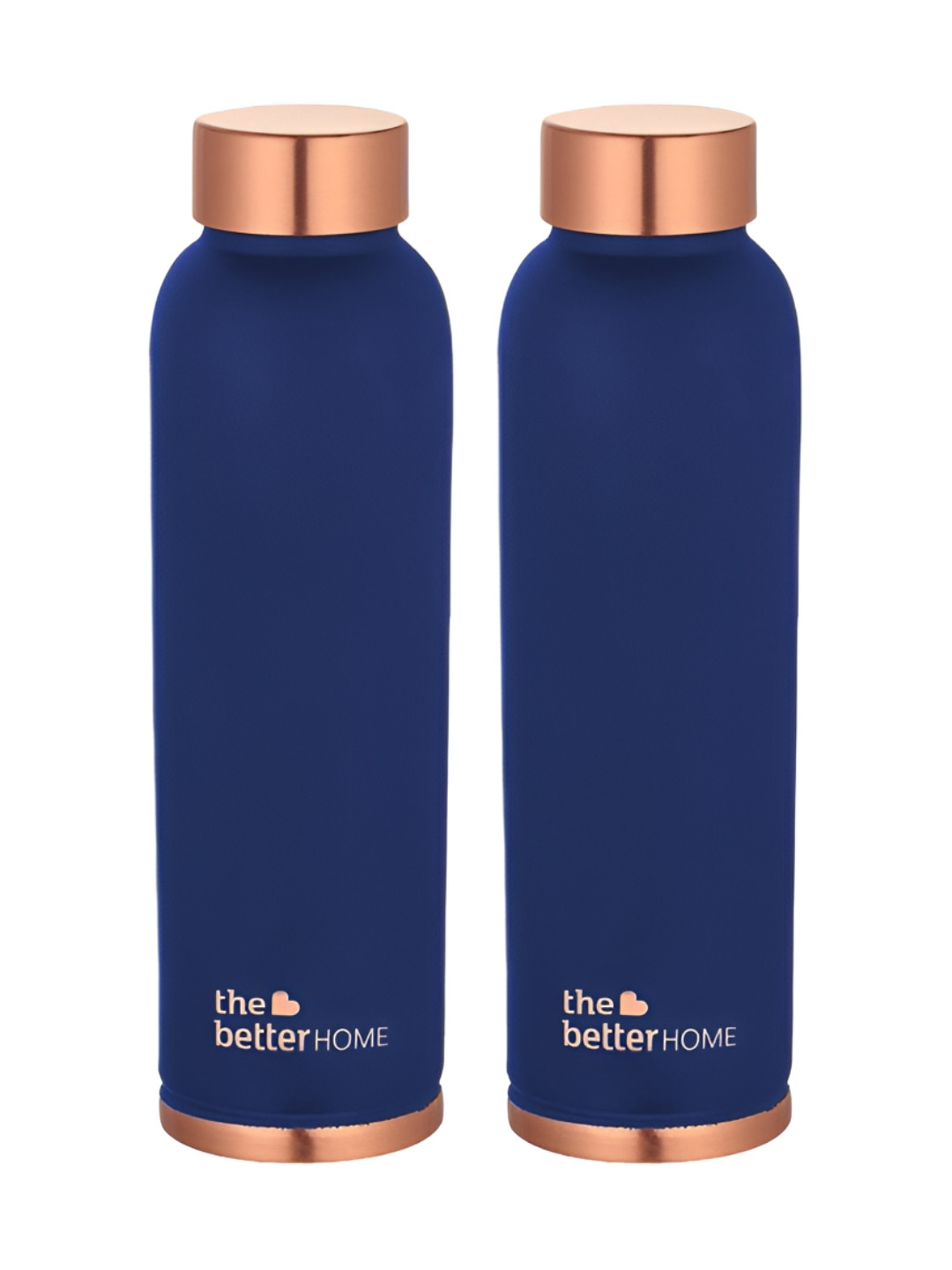 The Better Home Dr Copper Blue Brand Logo Copper Light-weight 2 Piece Water Bottle - 900ml