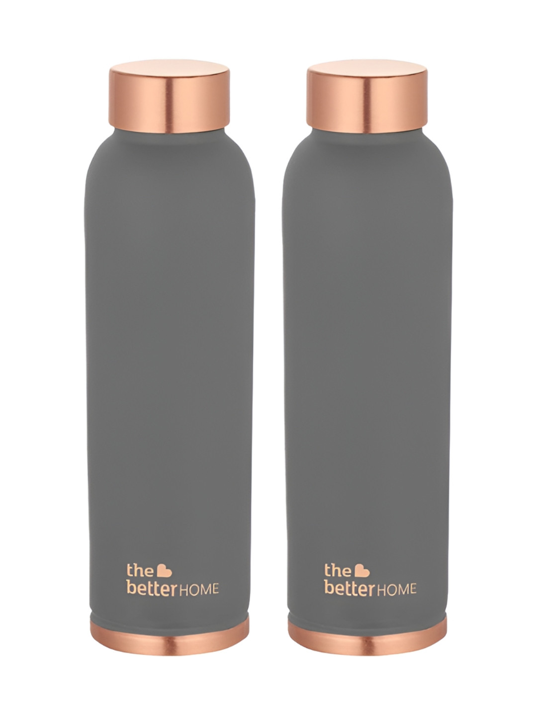 The Better Home Grey Brand Logo Copper Single Wall Vacuum 2 Piece Water Bottle - 900ml