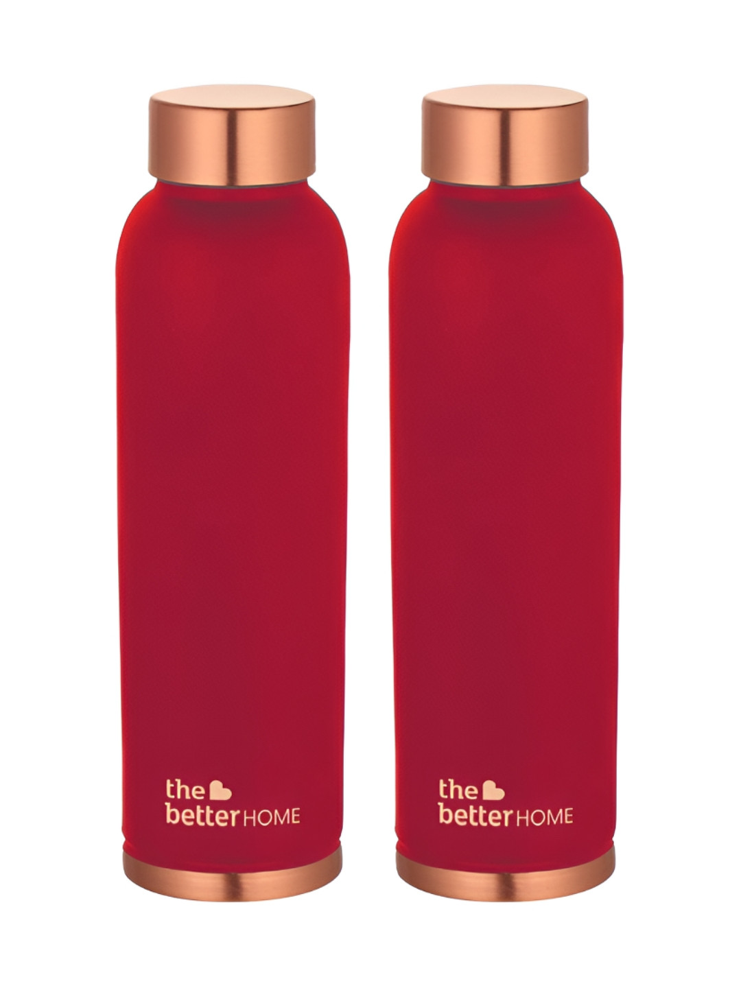 The Better Home Maroon 2 Pieces Copper Water Bottles 950 ml Each