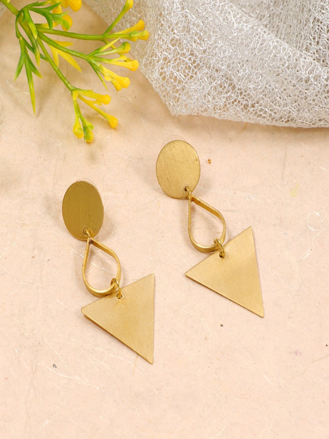 UNIVERSITY TRENDZ Gold-Plated Contemporary Anti-Tarnish Waterproof Drop Earrings