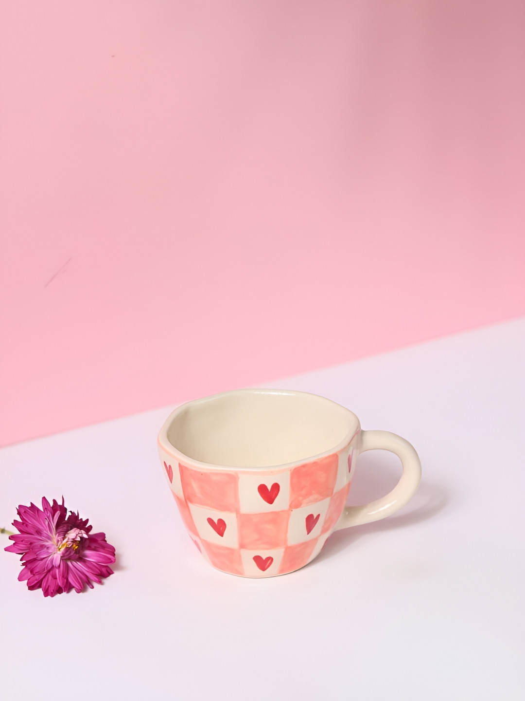 WEAVING HOMES Pink Conversational Ceramic Microwave Safe 2 Piece Mugs-200ml