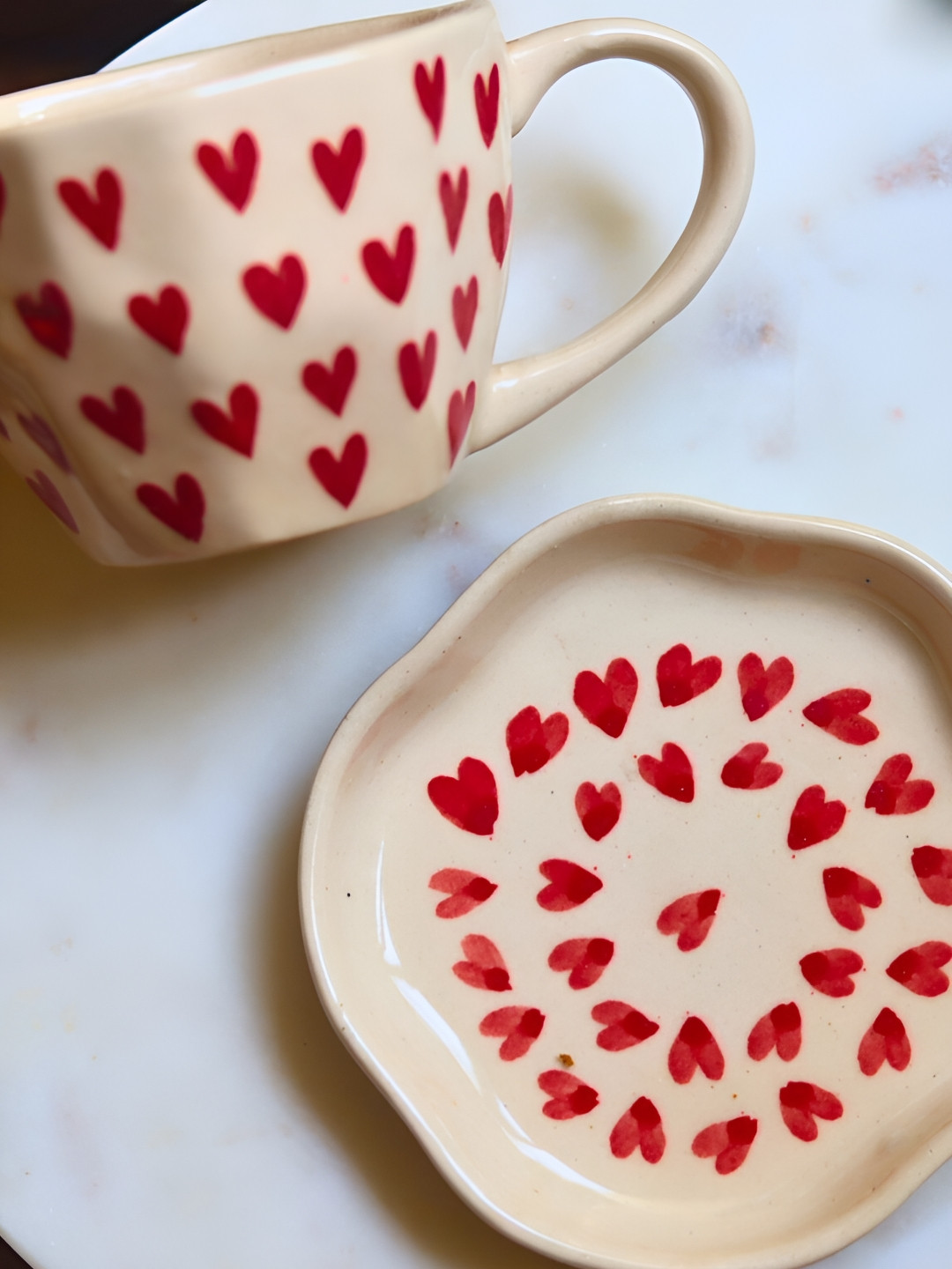 WEAVING HOMES Red Conversational Ceramic Microwave Safe 2 Piece Mugs-200ml