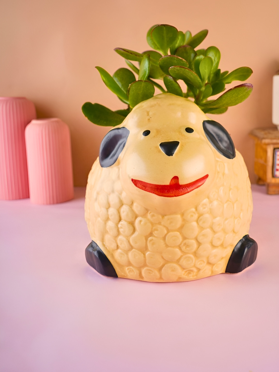 WEAVING HOMES Yellow Sheep Ceramic Planter