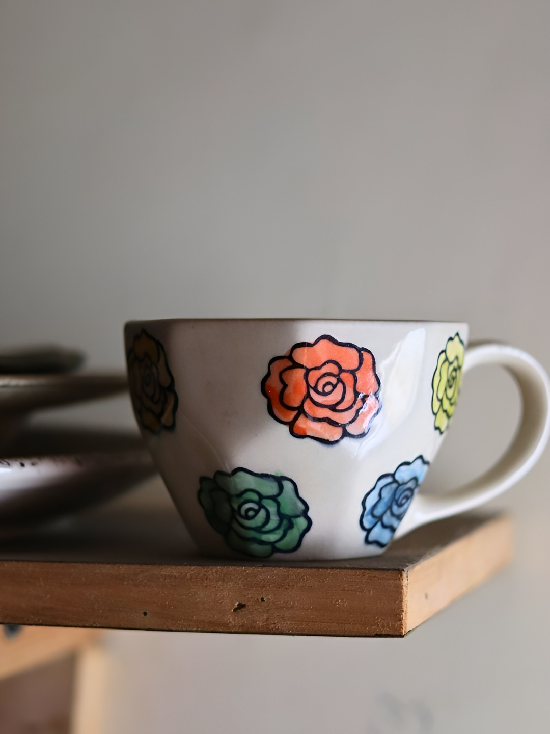 WEAVING HOMES The OG Cat White Floral Ceramic Microwave Safe Mug-200ml