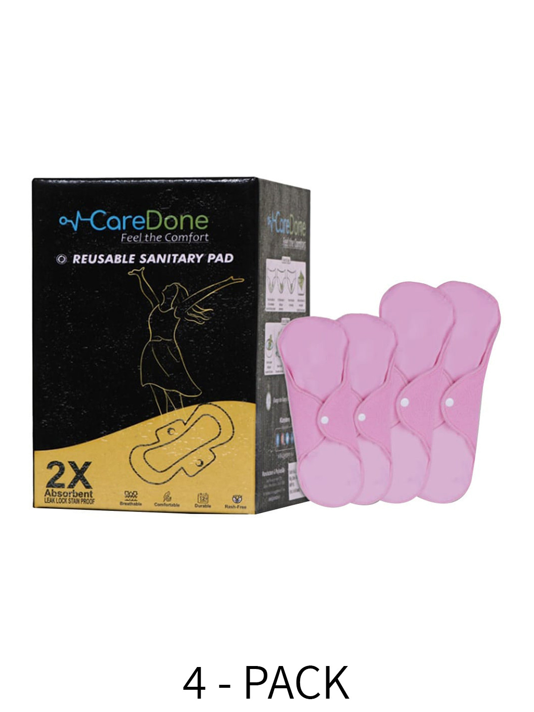 CareDone 2 Pcs Maxi & 2 Pcs Super Maxi 2X Absorbent Reusable Sanitary Pads Combo