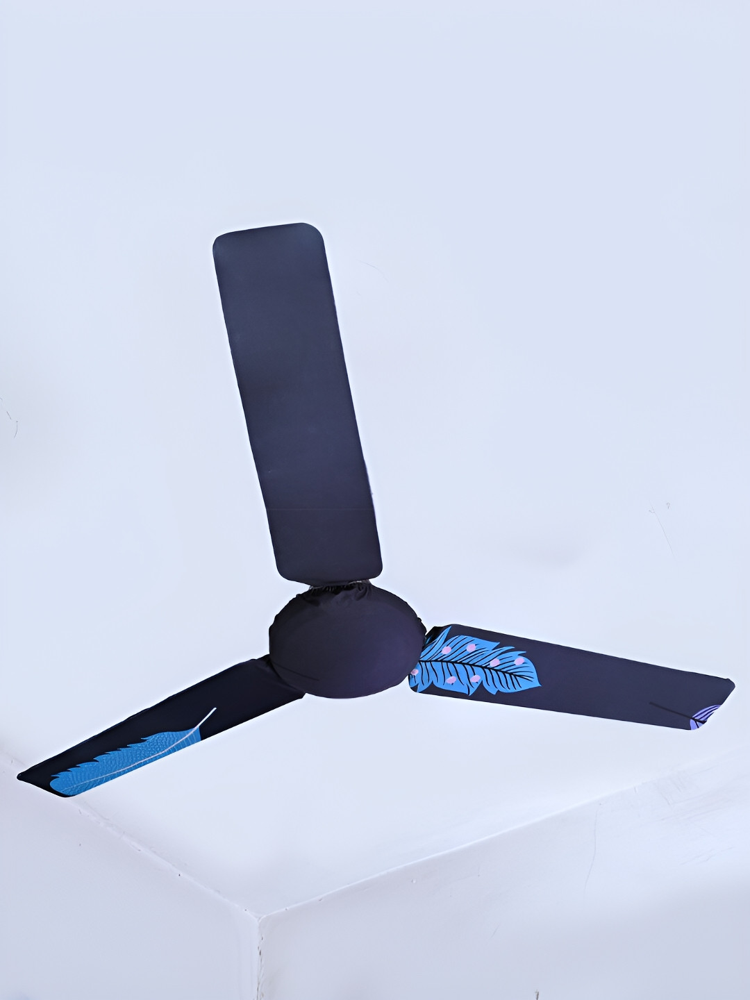 Cortina Navy Blue Printed Stretchable Ceiling Fan Blade Cover