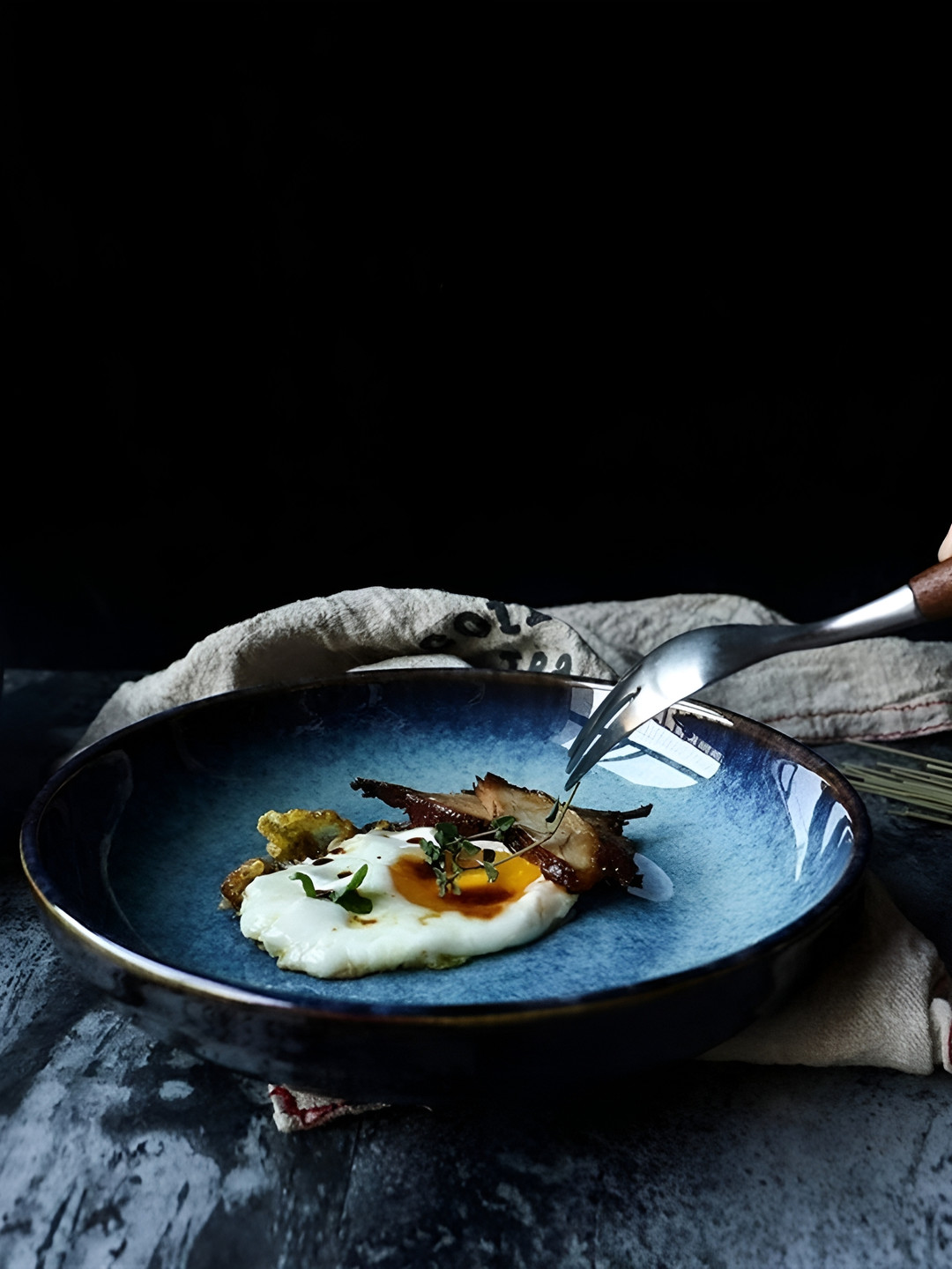 Lupaava Blue Printed Ceramic Soup Bowl