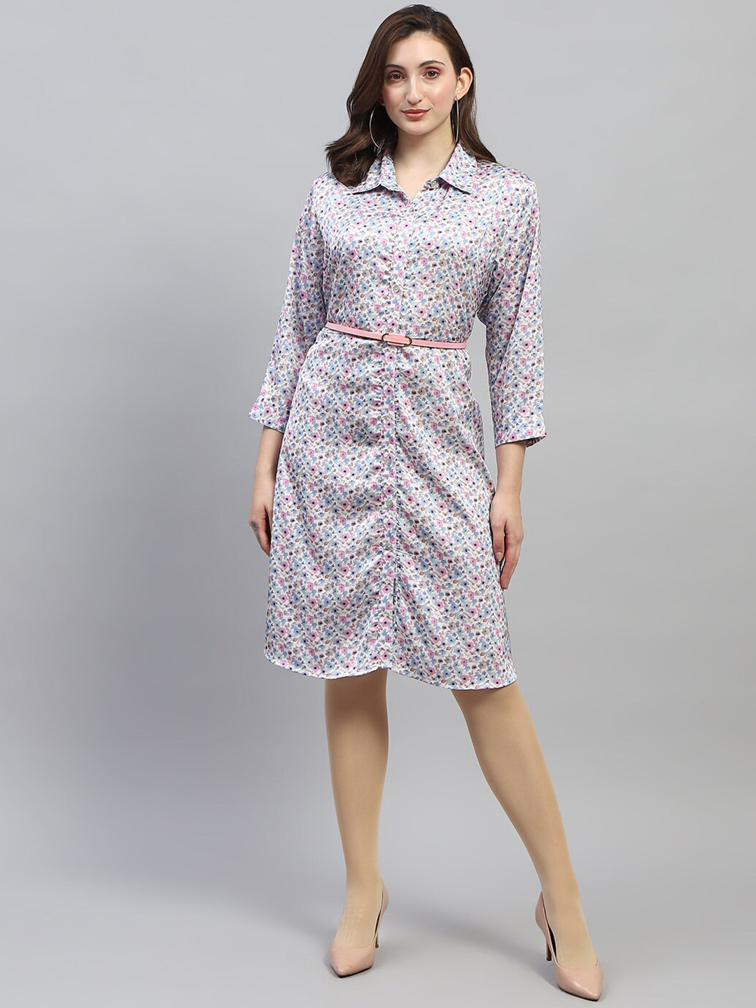 Monte Carlo Floral Print Georgette Shirt Dress