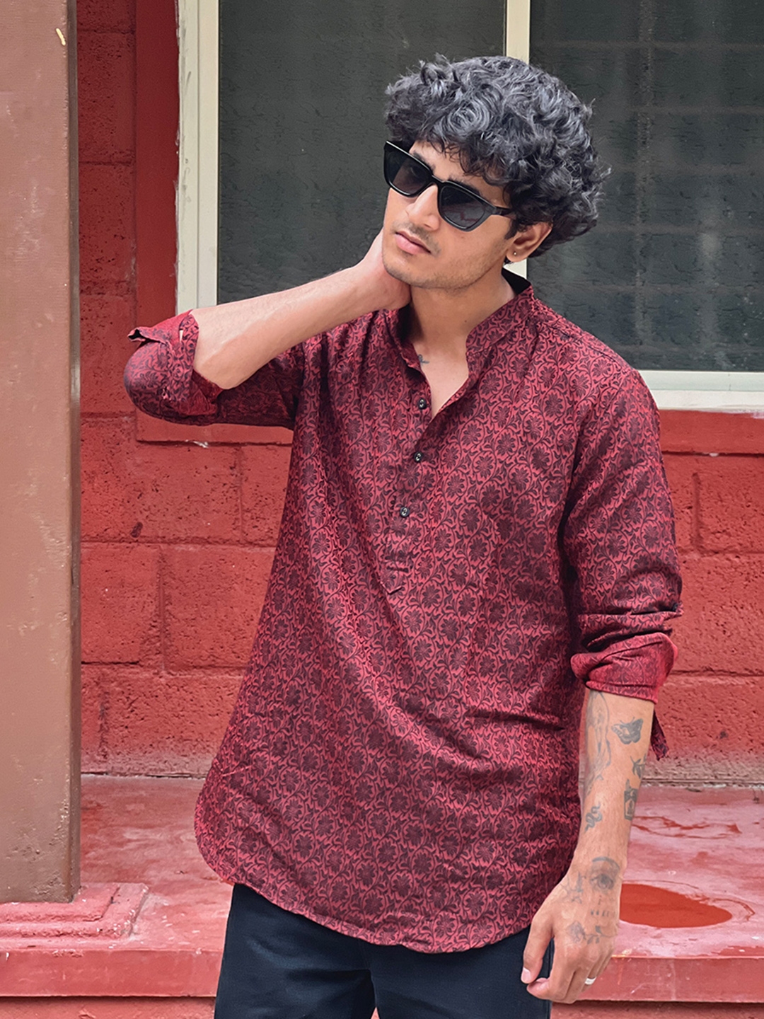 Buy KISAH Geometric Printed Woven Design Thread Work Short Kurta Kurtas for Men 29139938 Myntra