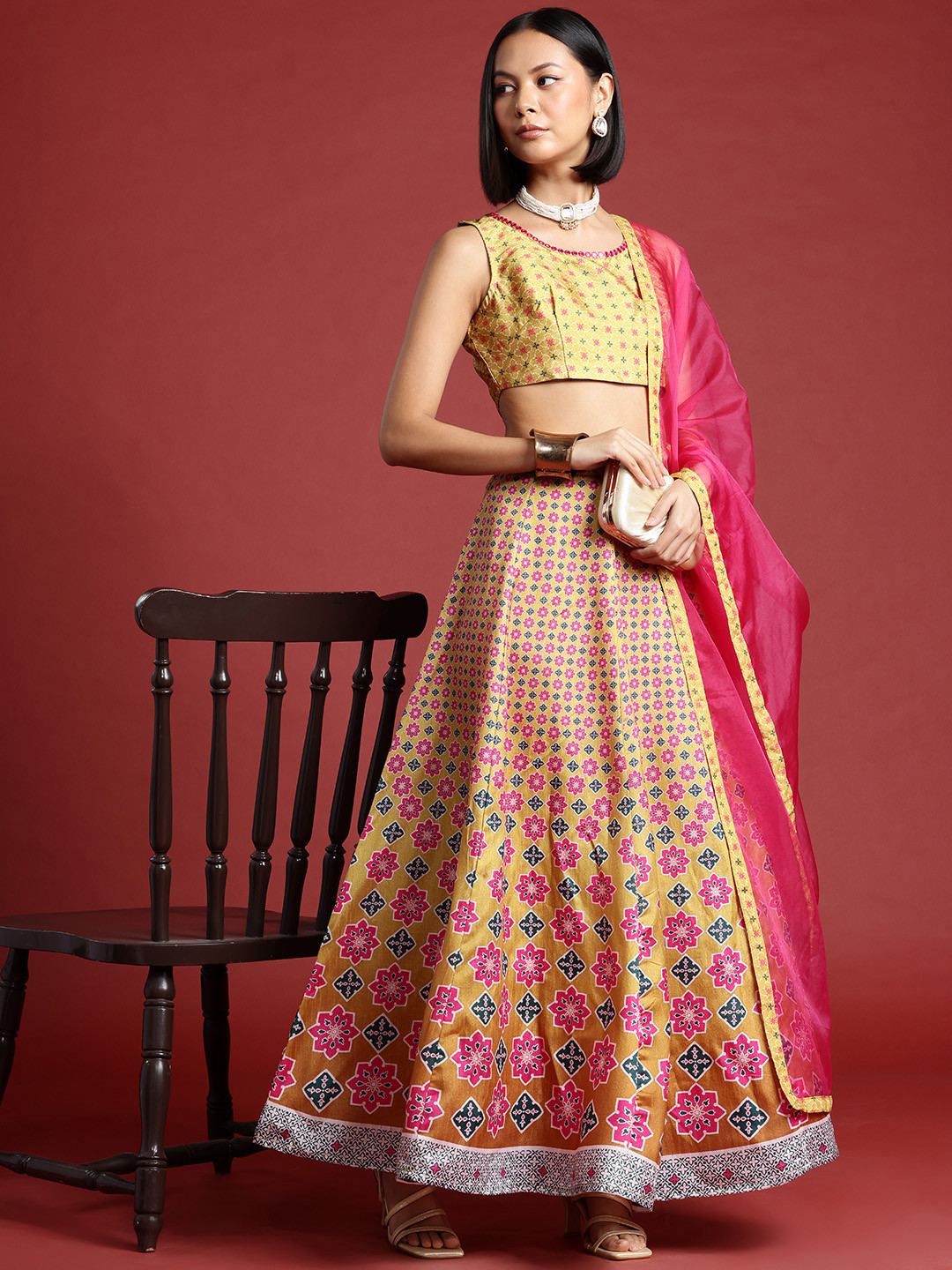 all about you Printed Ready to Wear Lehenga & Blouse With Dupatta