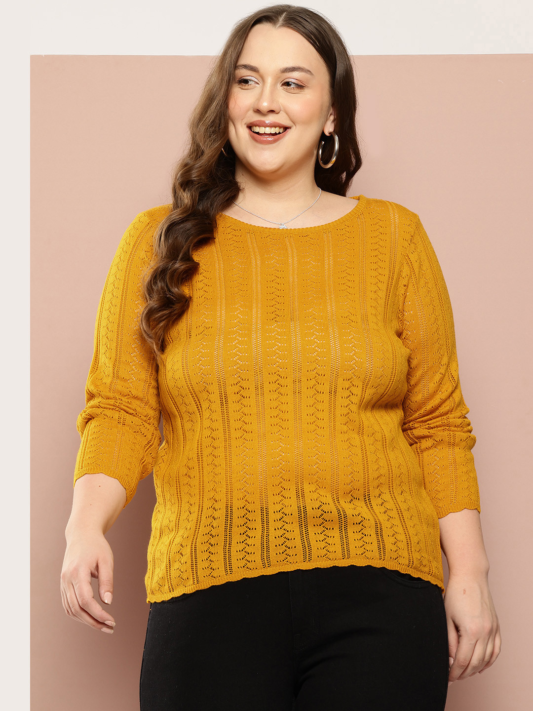 Sztori Plus Size Open Knitted Pullover