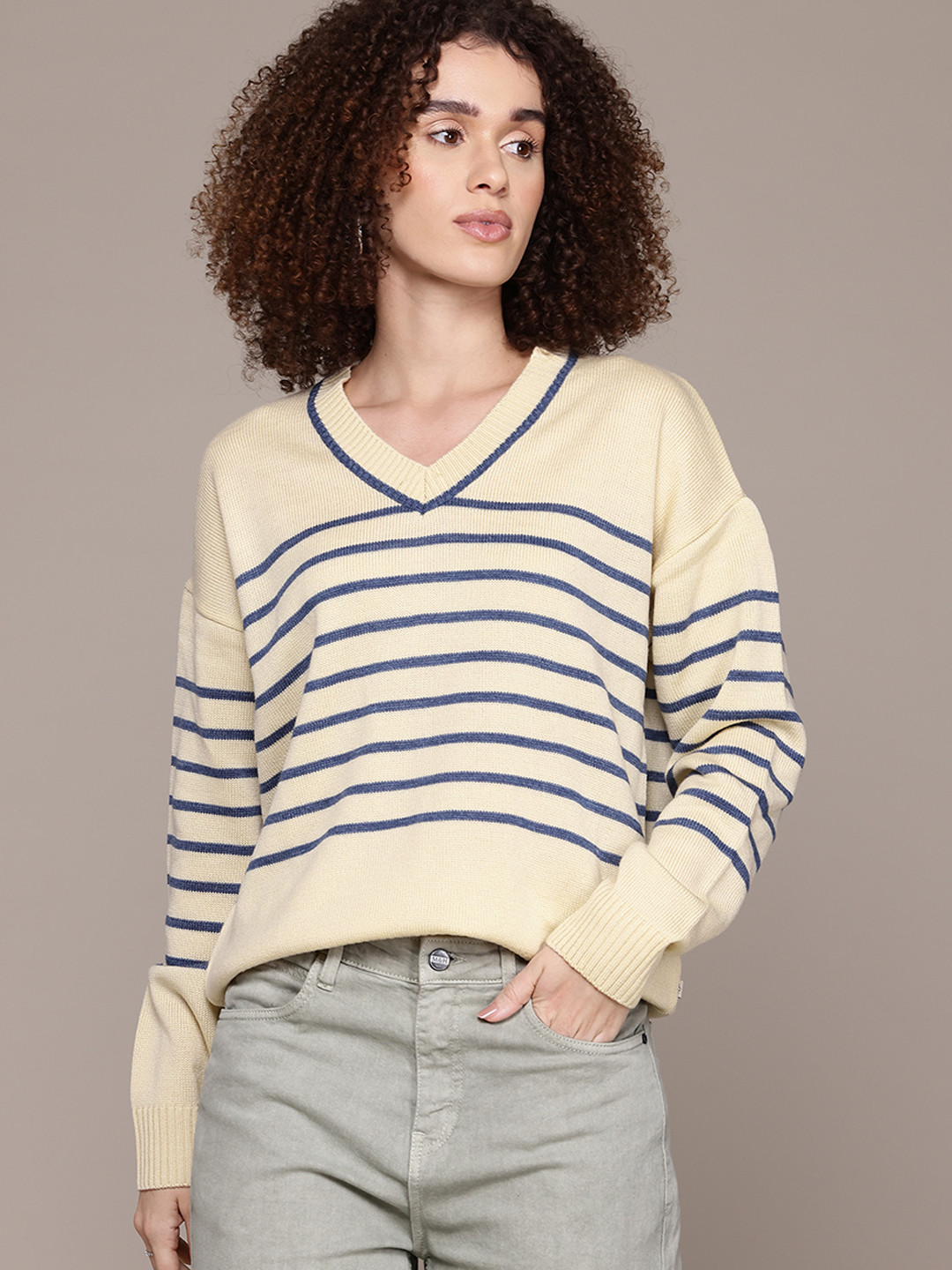 The Roadster Lifestyle Co. Pure Acrylic Striped Pullover