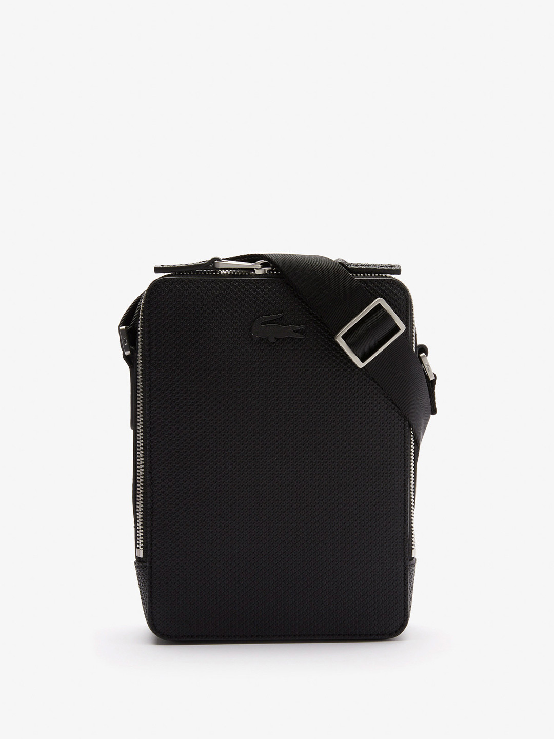 Lacoste Unisex Matte Stitched Leather Vertical Camera Bag
