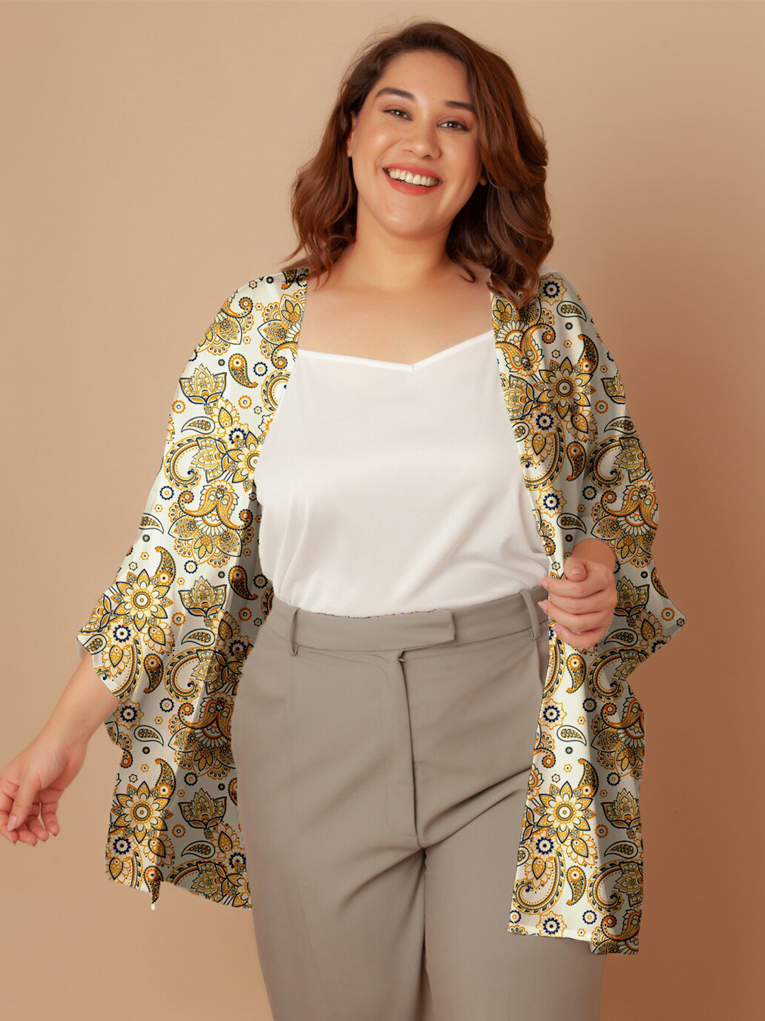 Zink Curve Plus Size Floral Printed Peplum Shrug