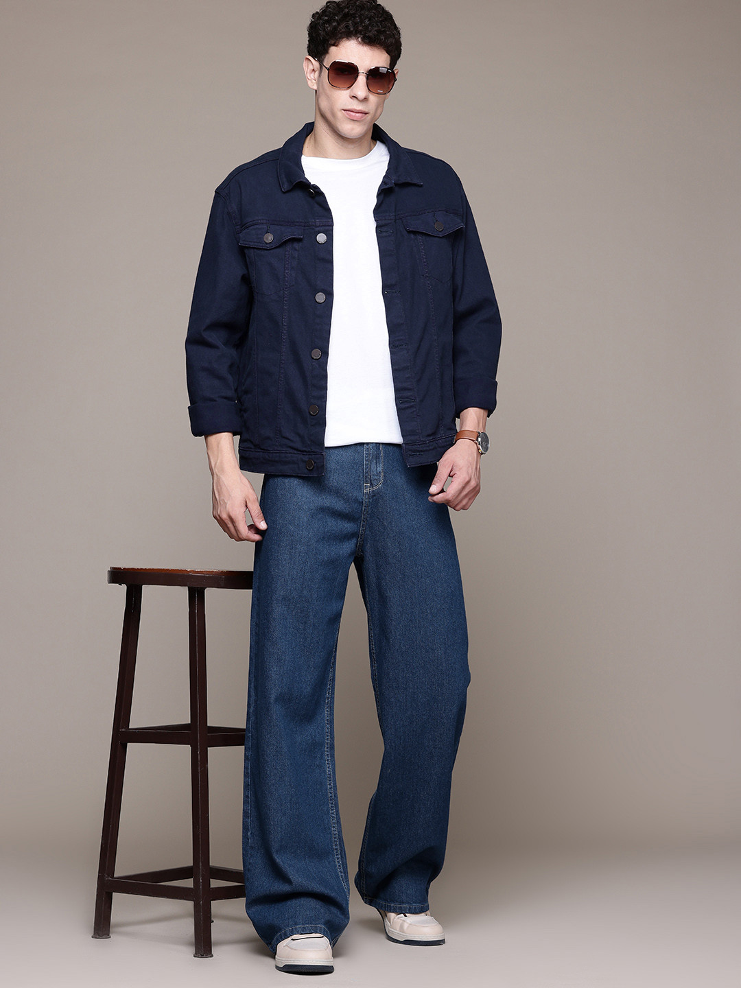 The Roadster Lifestyle Co. Men Wide Leg Pure Coton Jeans