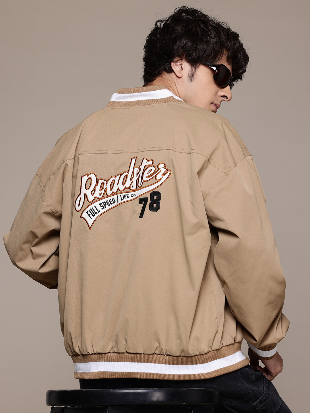 The Roadster Lifestyle Co. Brand Logo Printed Bomber Jacket