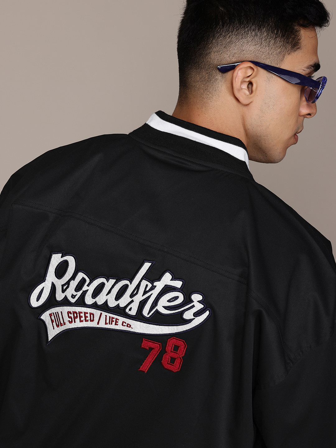 The Roadster Lifestyle Co. Brand Logo Applique Bomber Jacket