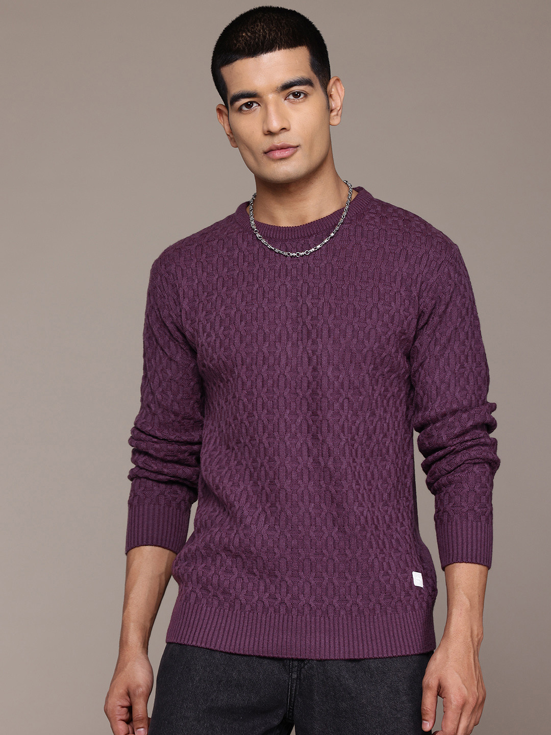 The Roadster Lifestyle Co. Basket Weave Design Acrylic Pullover