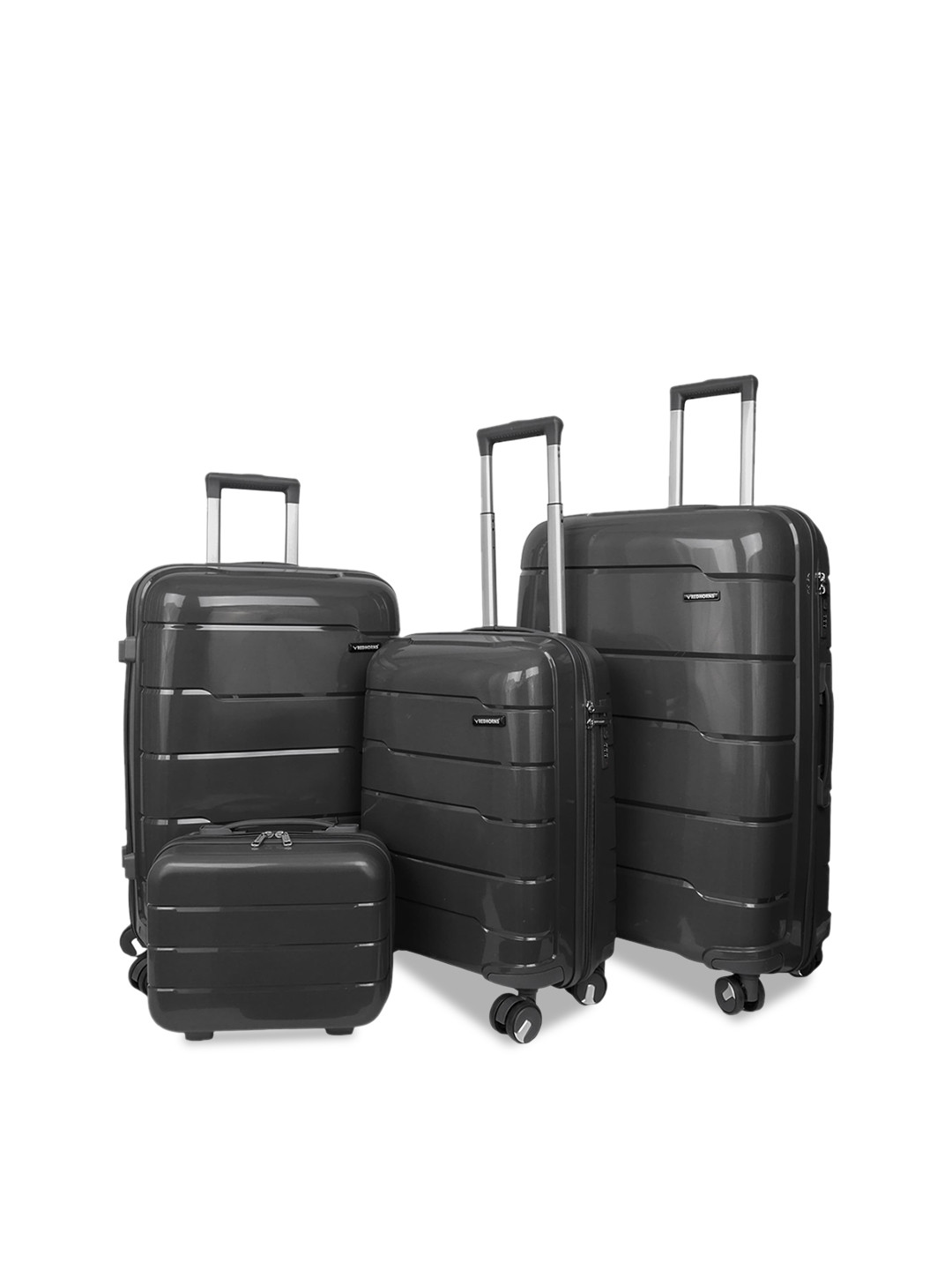 REDHORNS Set Of 4 Anti Scratch Textured Hard Sided Trolley Bags