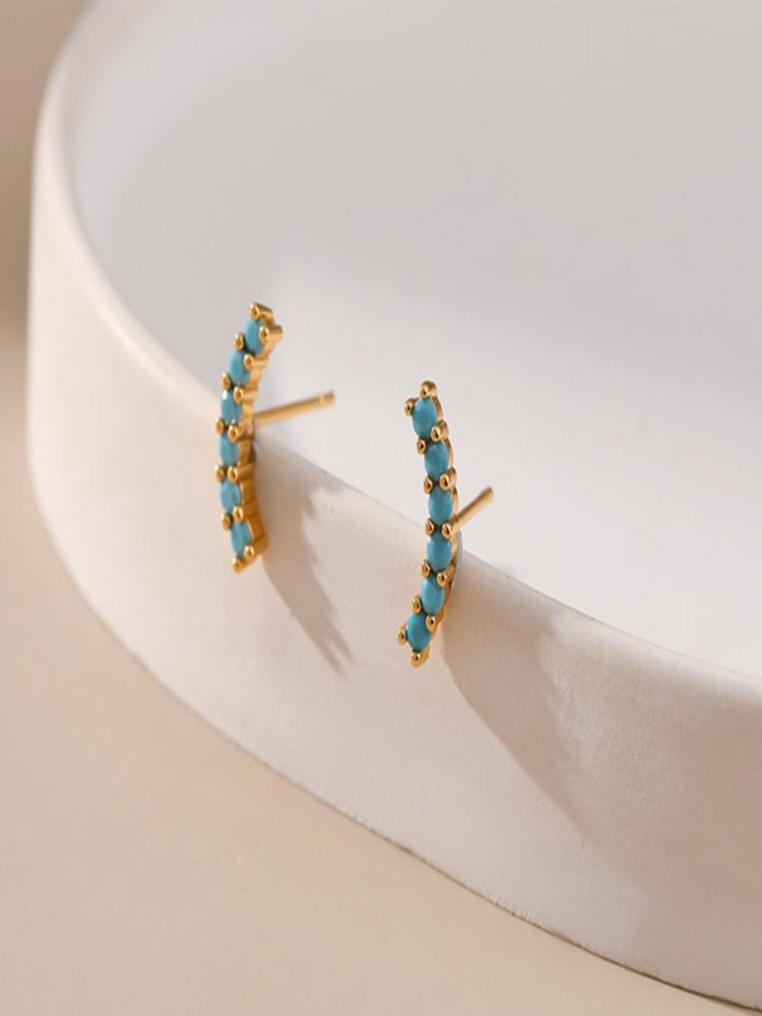 AQUASTREET 18K Gold-Plated Pine Stone Studs