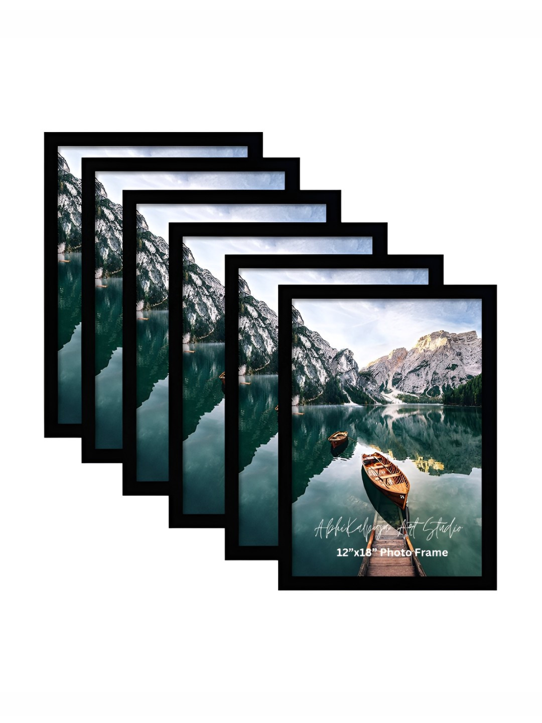 AbhiKalpya Art Studio-Get a vibe Black 6 Pieces Wall Photo Frames