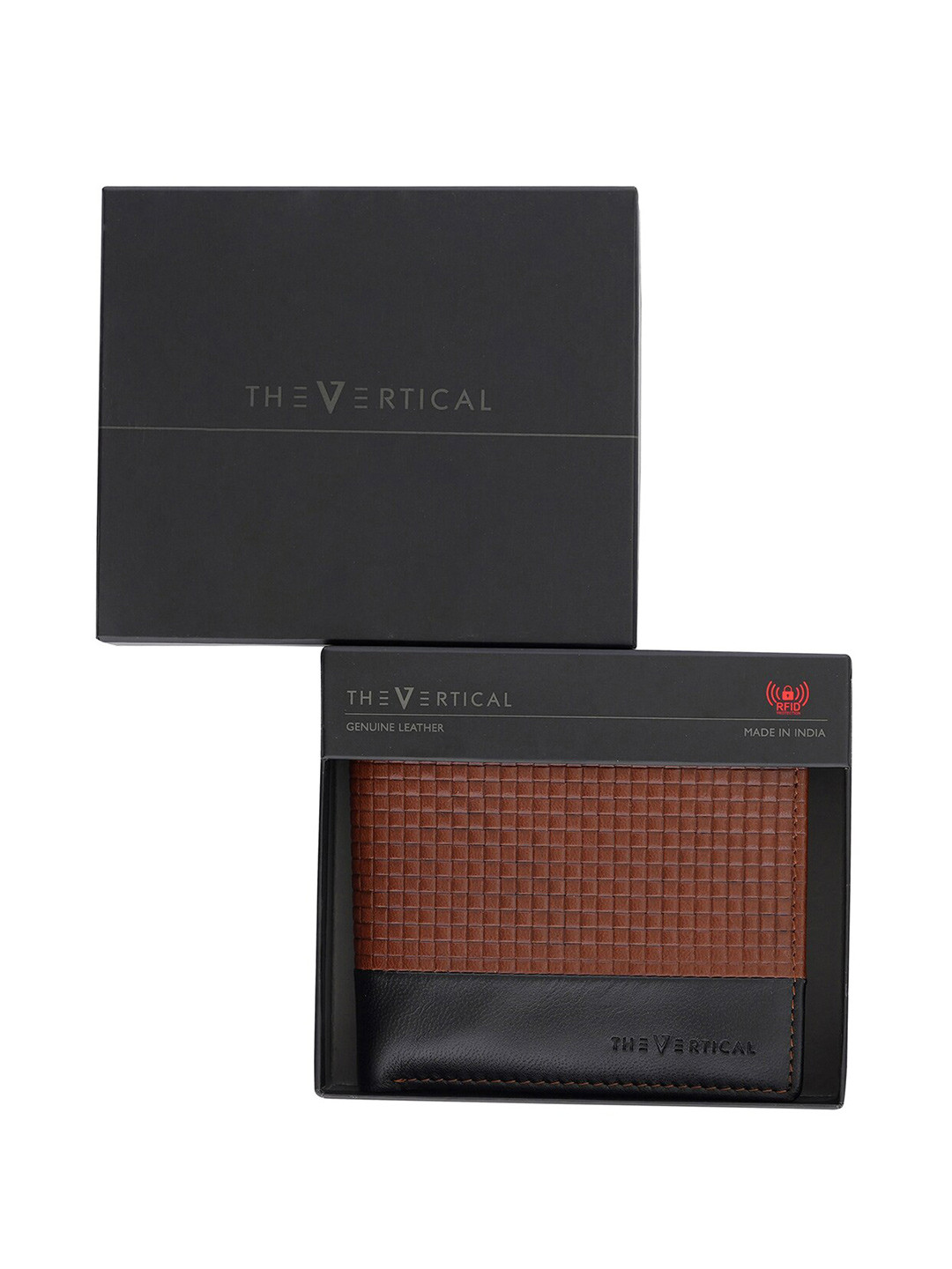 THe VerTicaL Men Geometric Textured Leather Two Fold Wallet