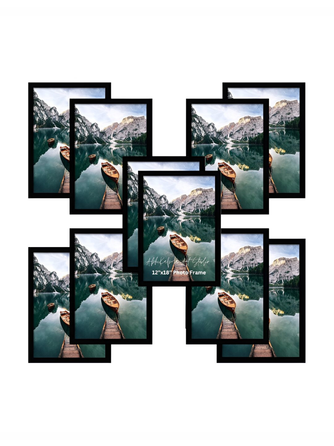 AbhiKalpya Art Studio-Get a vibe Black 10 Pieces Wall Photo Frames