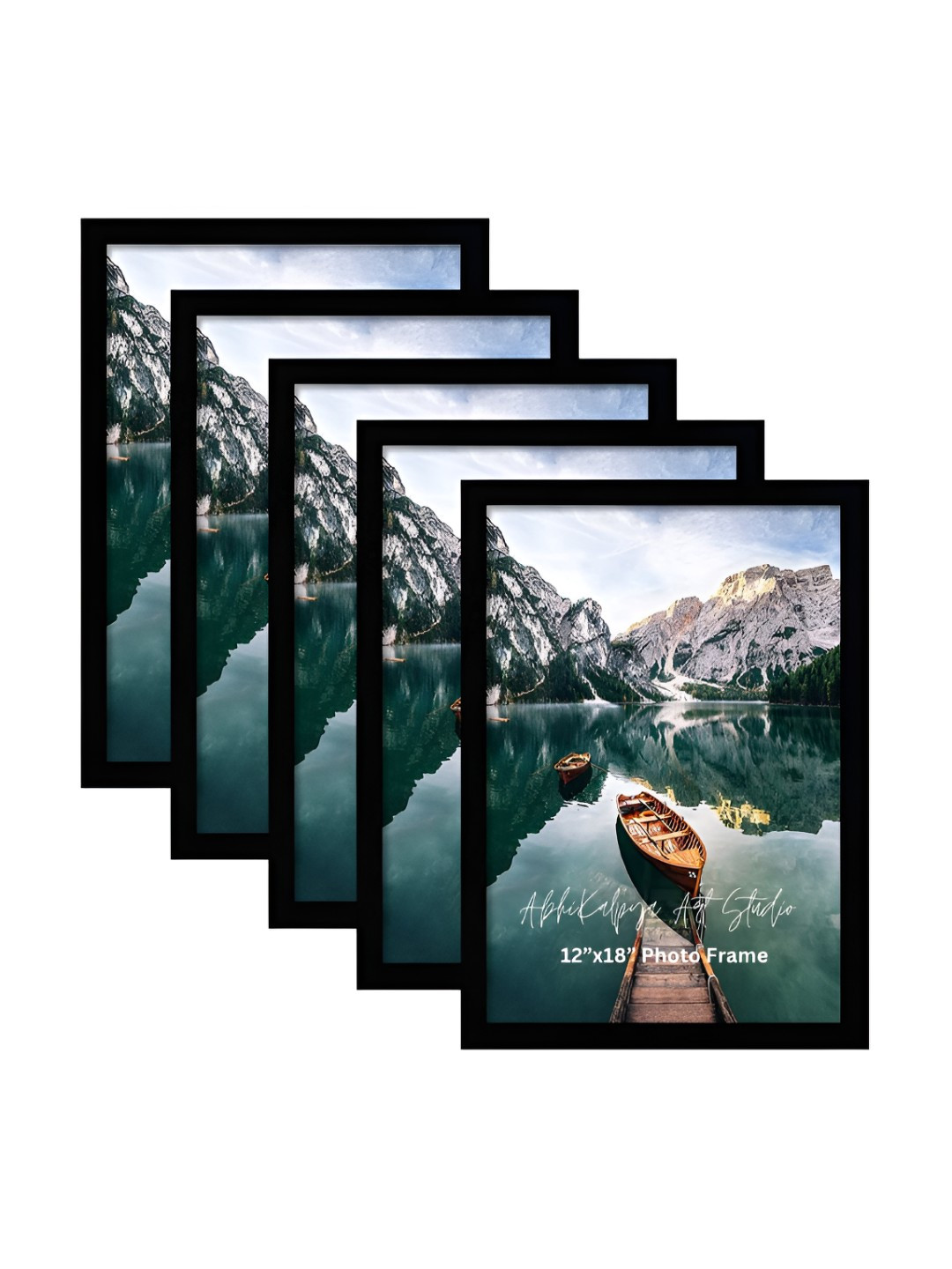 AbhiKalpya Art Studio-Get a vibe Black 5 Pieces Wall Photo Frames