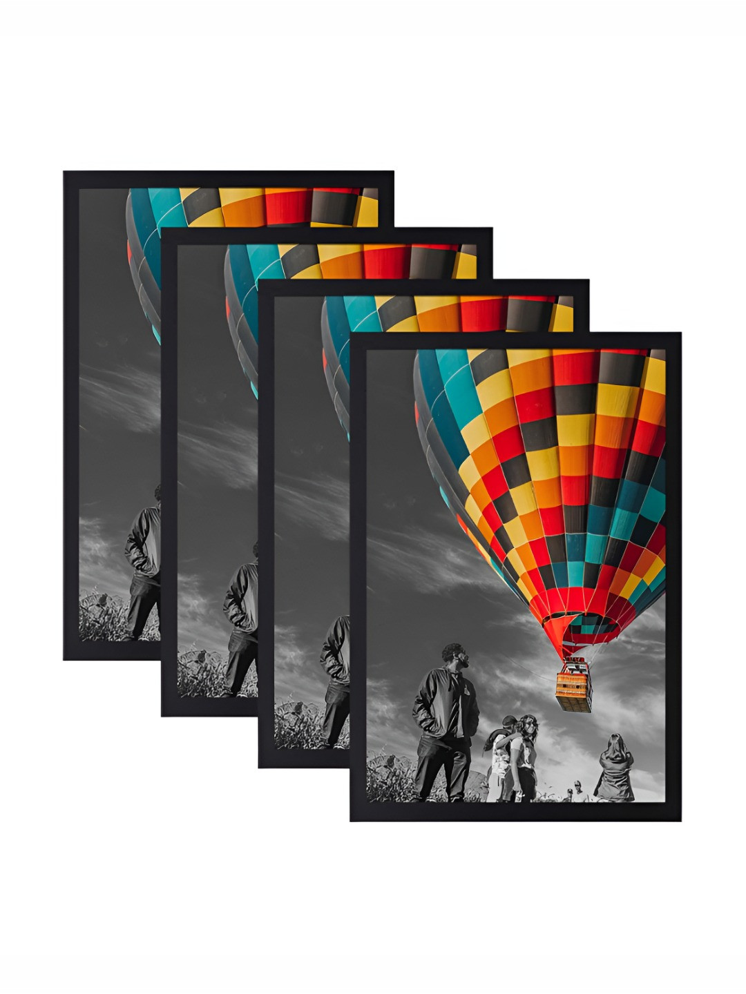 AbhiKalpya Art Studio-Get a vibe Black 4 Pieces Wall Photo Frames