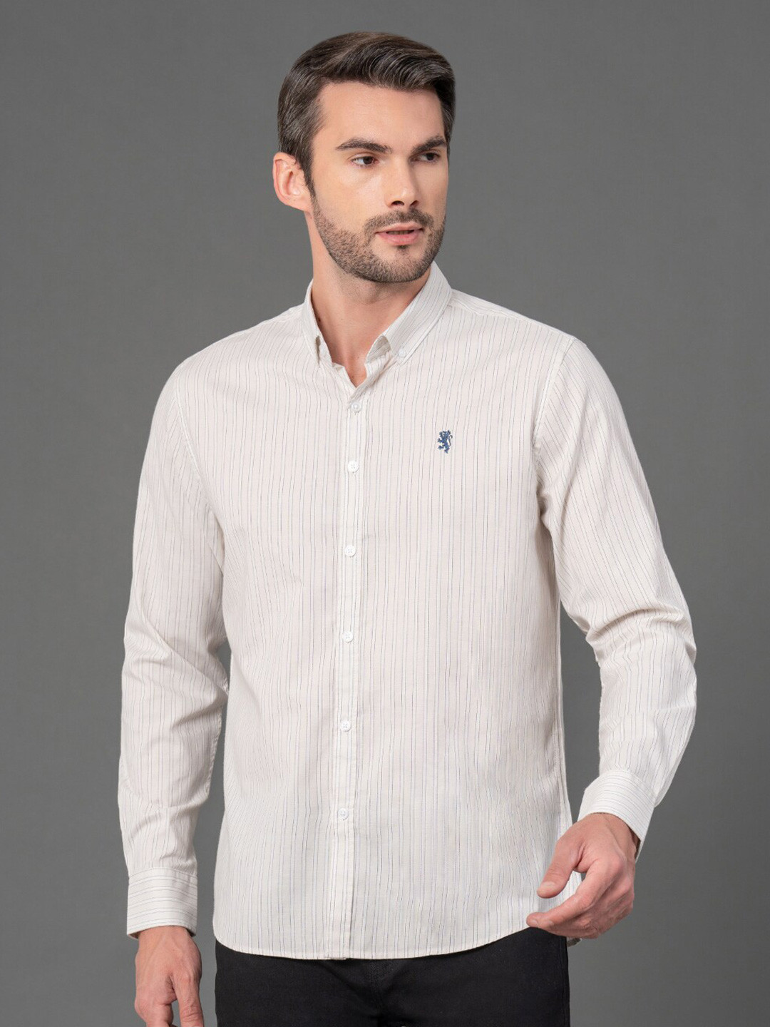 Red Tape Regular Fit Long Sleeves Button-Down Collar Opaque Striped Casual Shirt