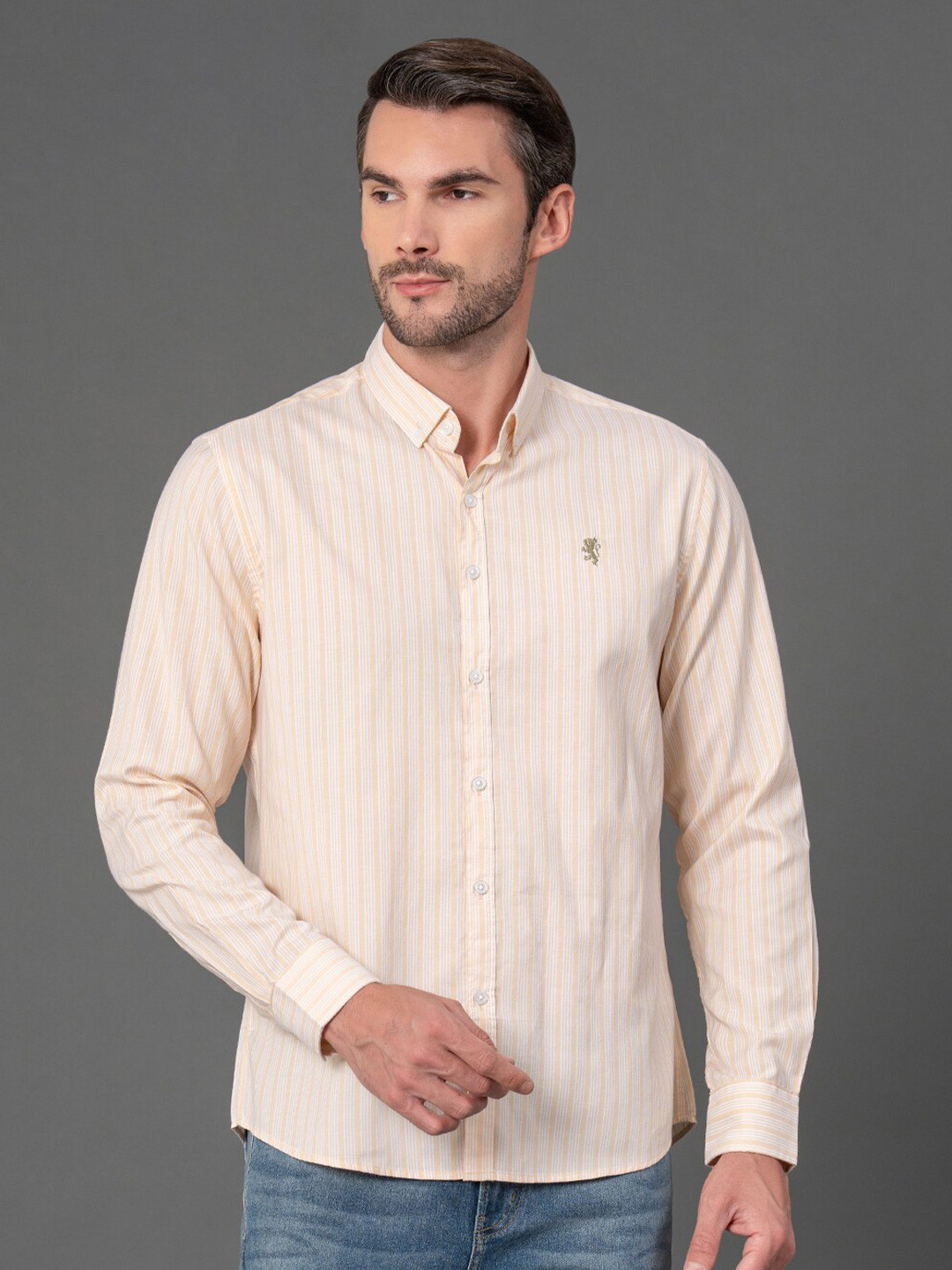 Red Tape Vertical Striped Button-Down Collar Casual Shirt