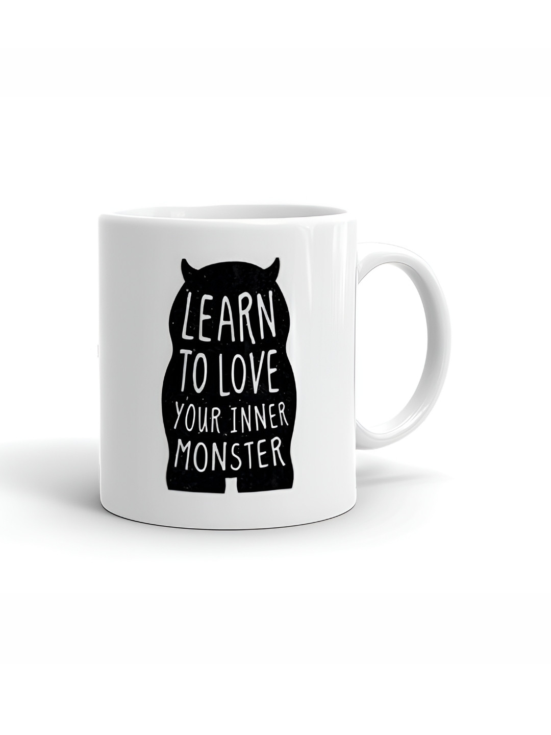 Khakee Anti Fall White Typography Ceramic Handmade Mug-325ml