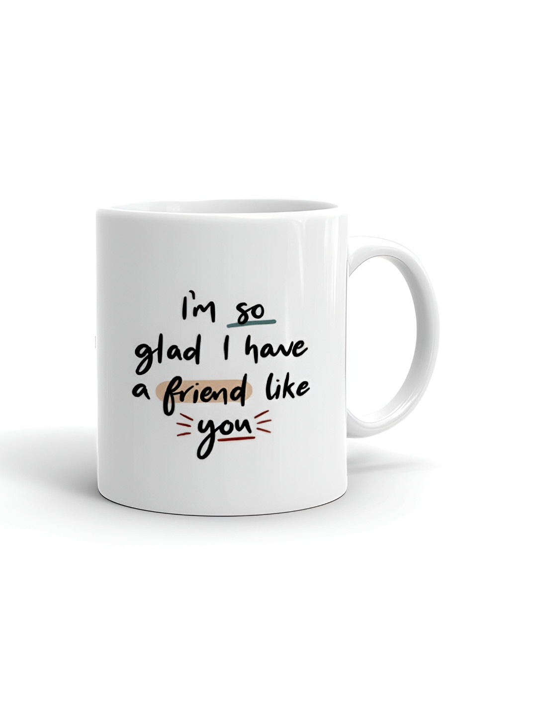 Khakee Heart White Typography Ceramic Microwave Safe Mug-325ml