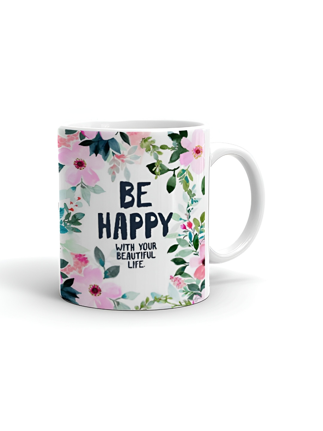 Khakee Heart White Typography Ceramic Handmade Mug-325ml