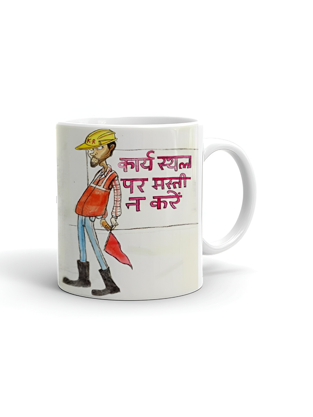 Khakee Samit Name Personalised White Typography Ceramic Handmade Mug-325ml