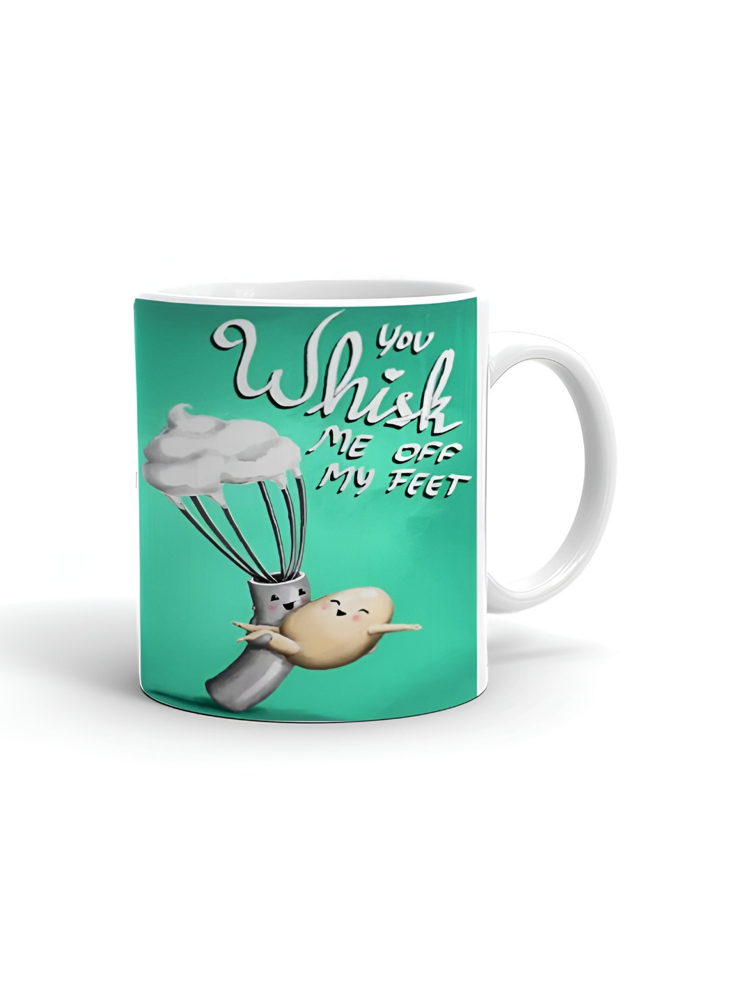 Khakee White Typography Ceramic Handmade Mug-325ml