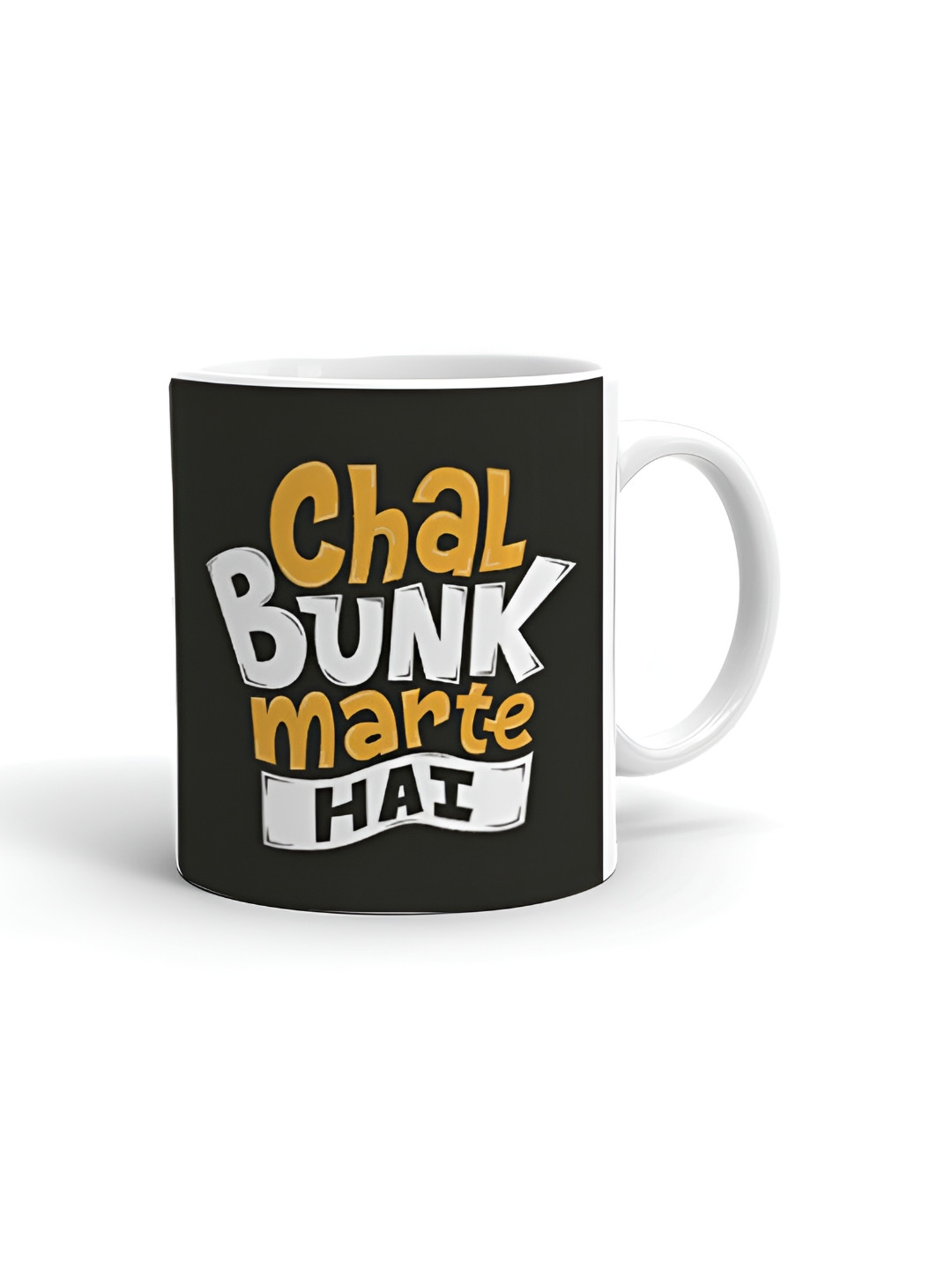Khakee Opal White Typography Ceramic Handmade Mug-325ml