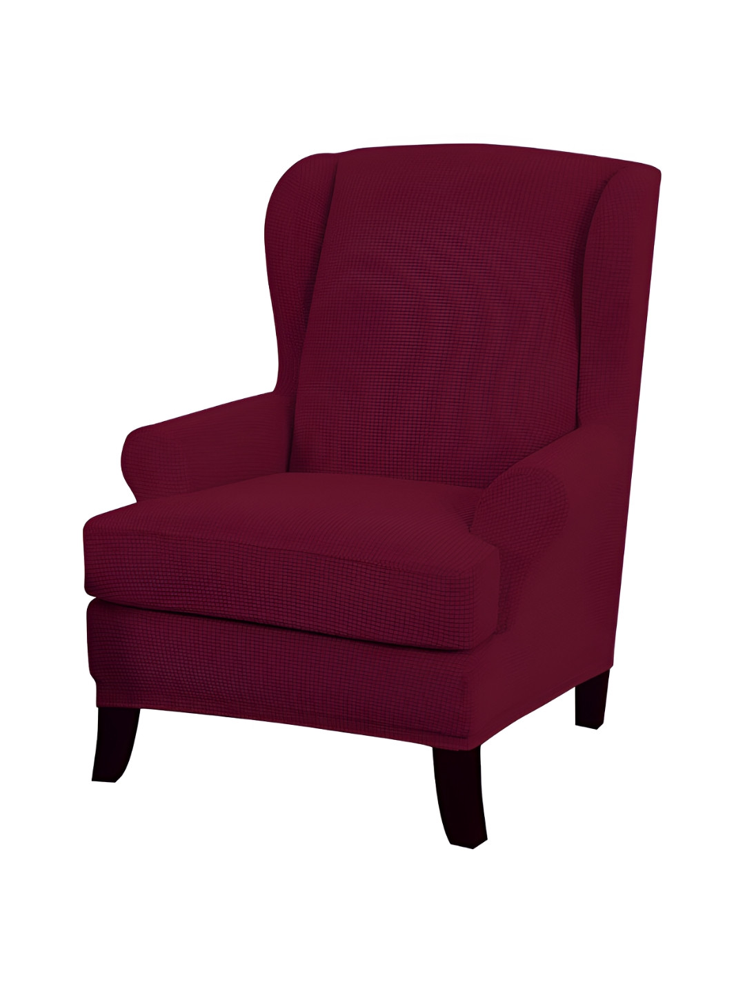HOKIPO Red Jacquard Stretchable Wing Chair Cover