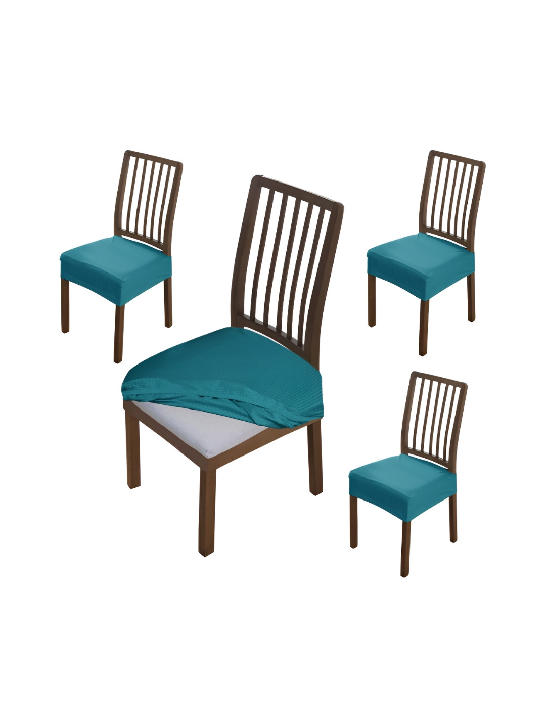 HOKIPO Blue 4 Pieces Jacquard Comfortable Chair Covers