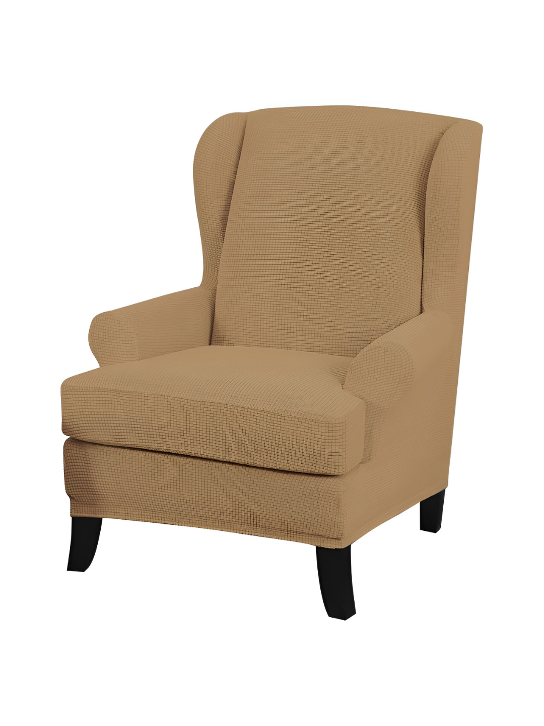 HOKIPO Brown Jacquard Wing Chair Cover