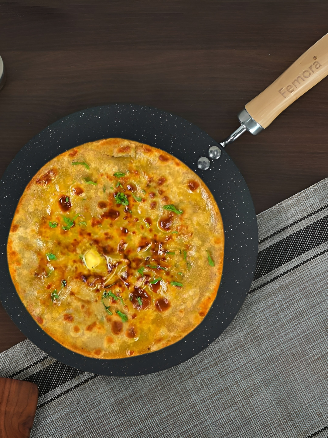 Femora Black & Beige Carbon Steel Dishwasher Safe Tava