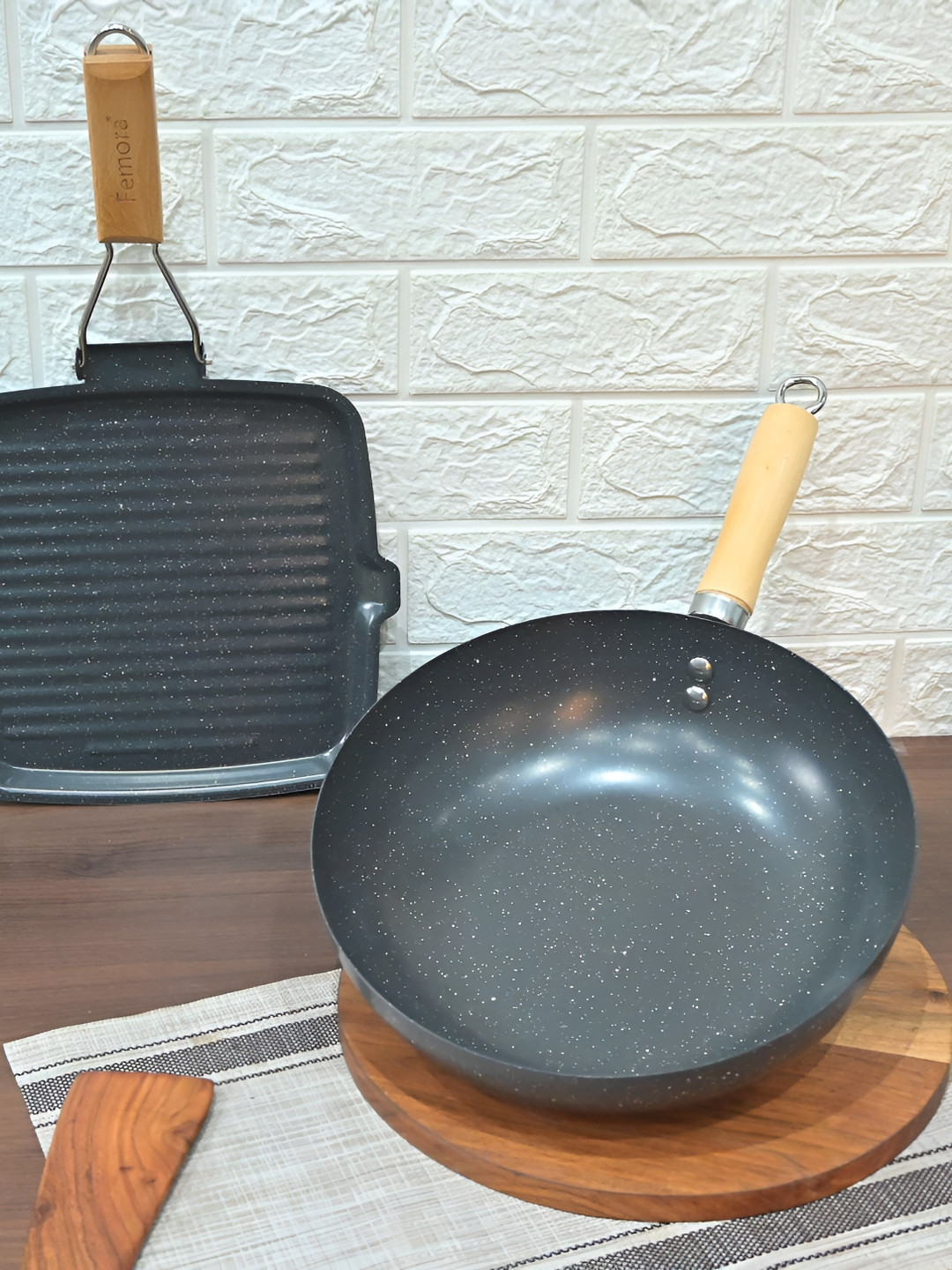 Femora Black Carbon Steel Dishwasher Safe Cookware Set of