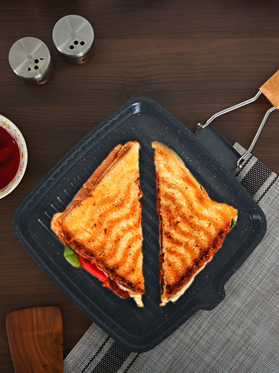 Femora Black & Beige Carbon Steel Dishwasher Safe Grill Pan