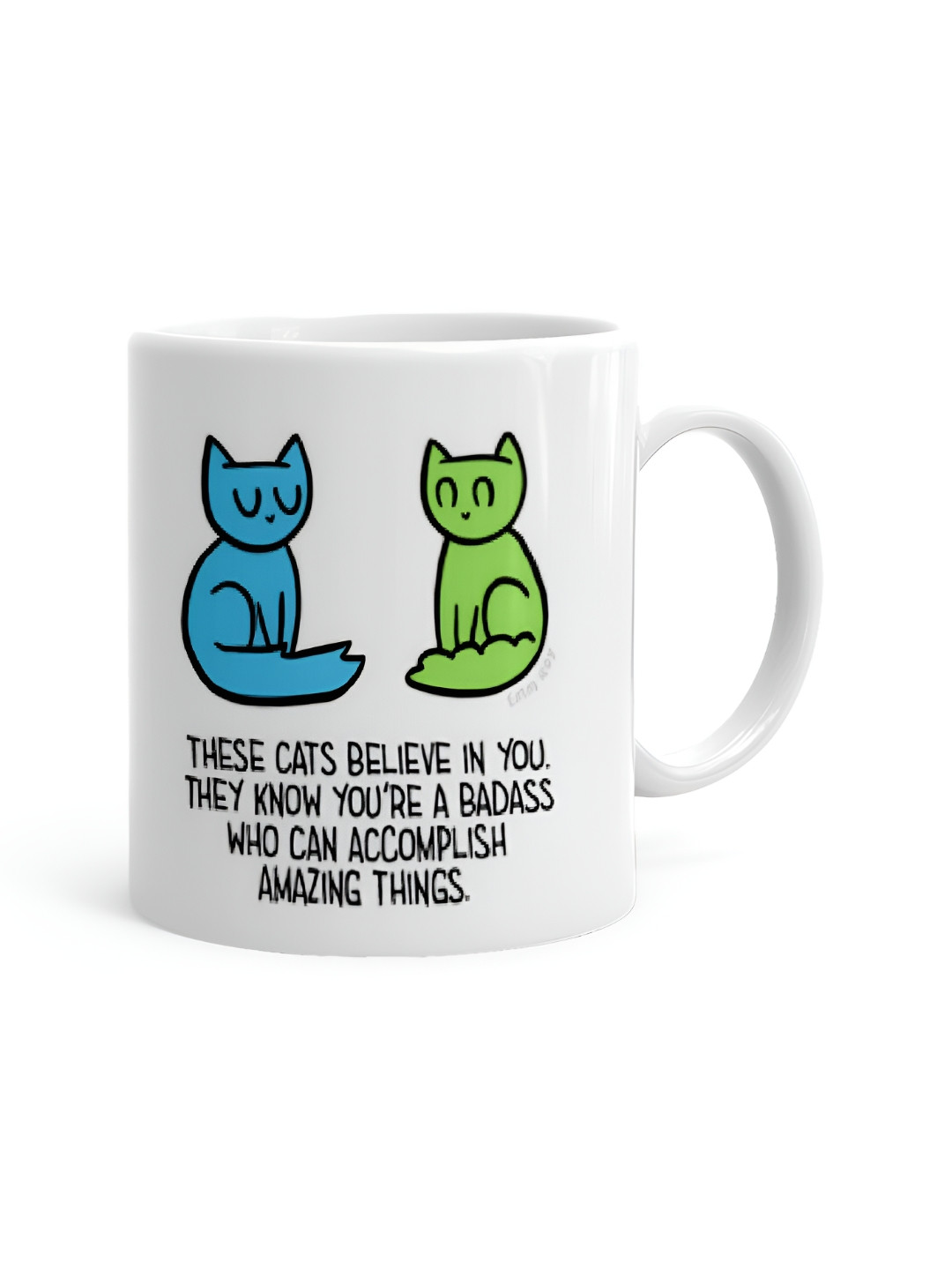 Khakee Fish Shaped White Typography Ceramic Microwave Safe Mug-325ml