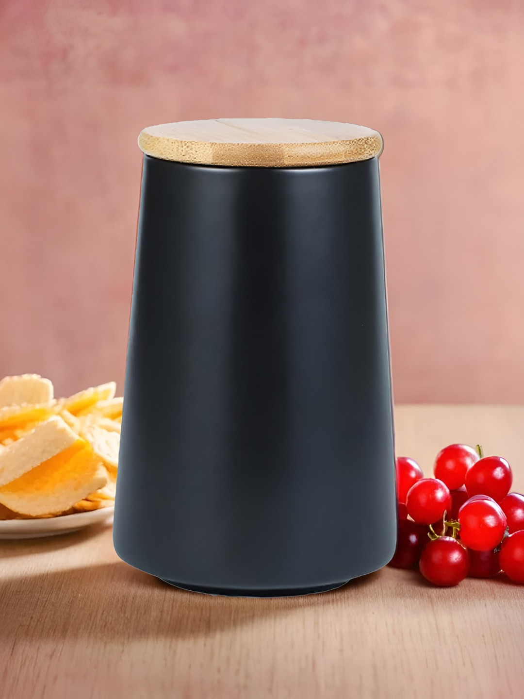 The Better Home Terra Series Black Ceramic Air Tight Clip-On Canister-850ml